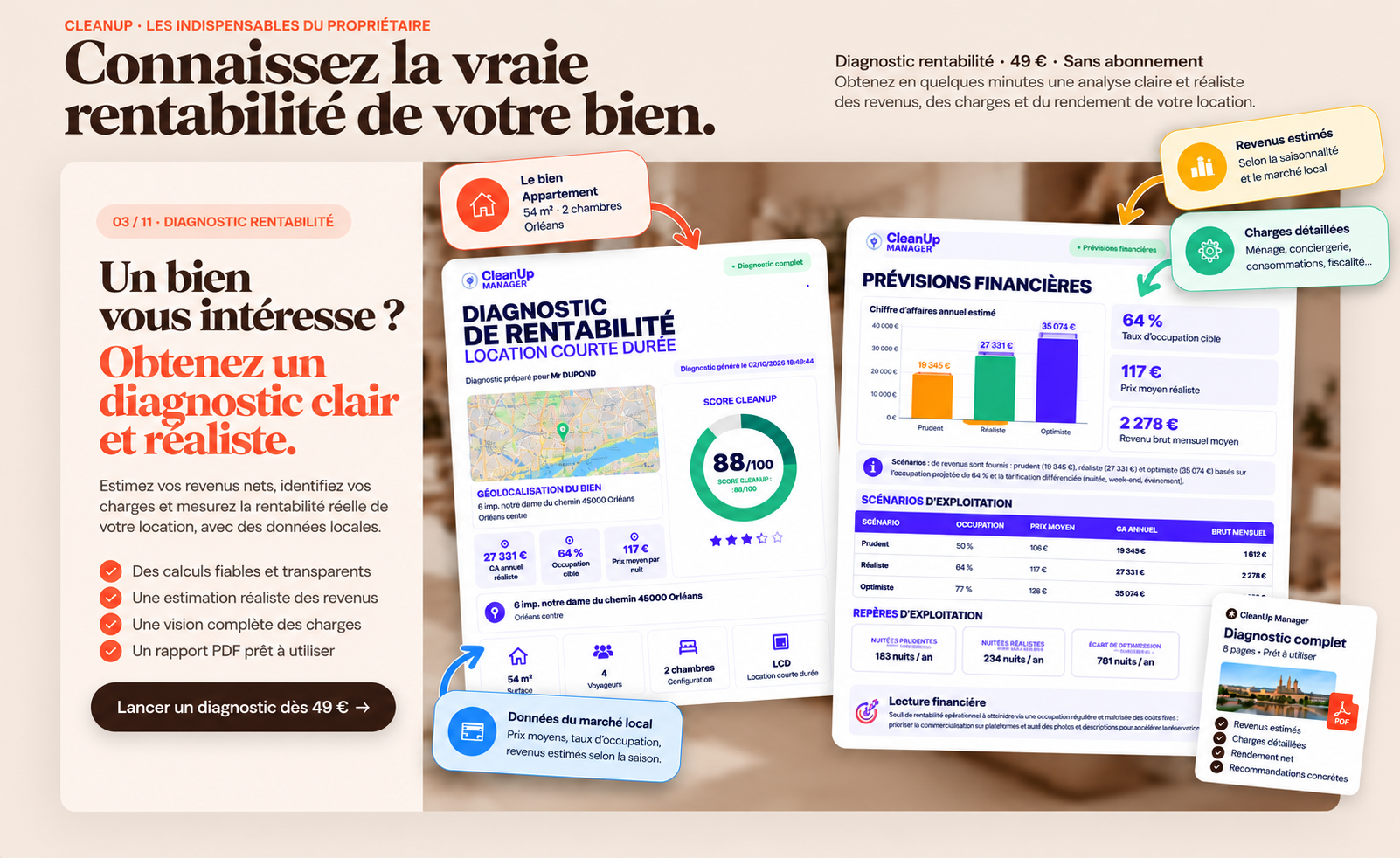 Présentation commerciale CleanUp — diagnostic de rentabilité