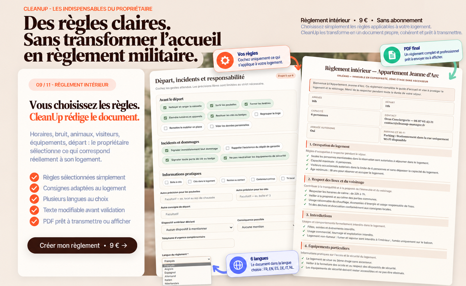 Présentation commerciale CleanUp — Règlement intérieur